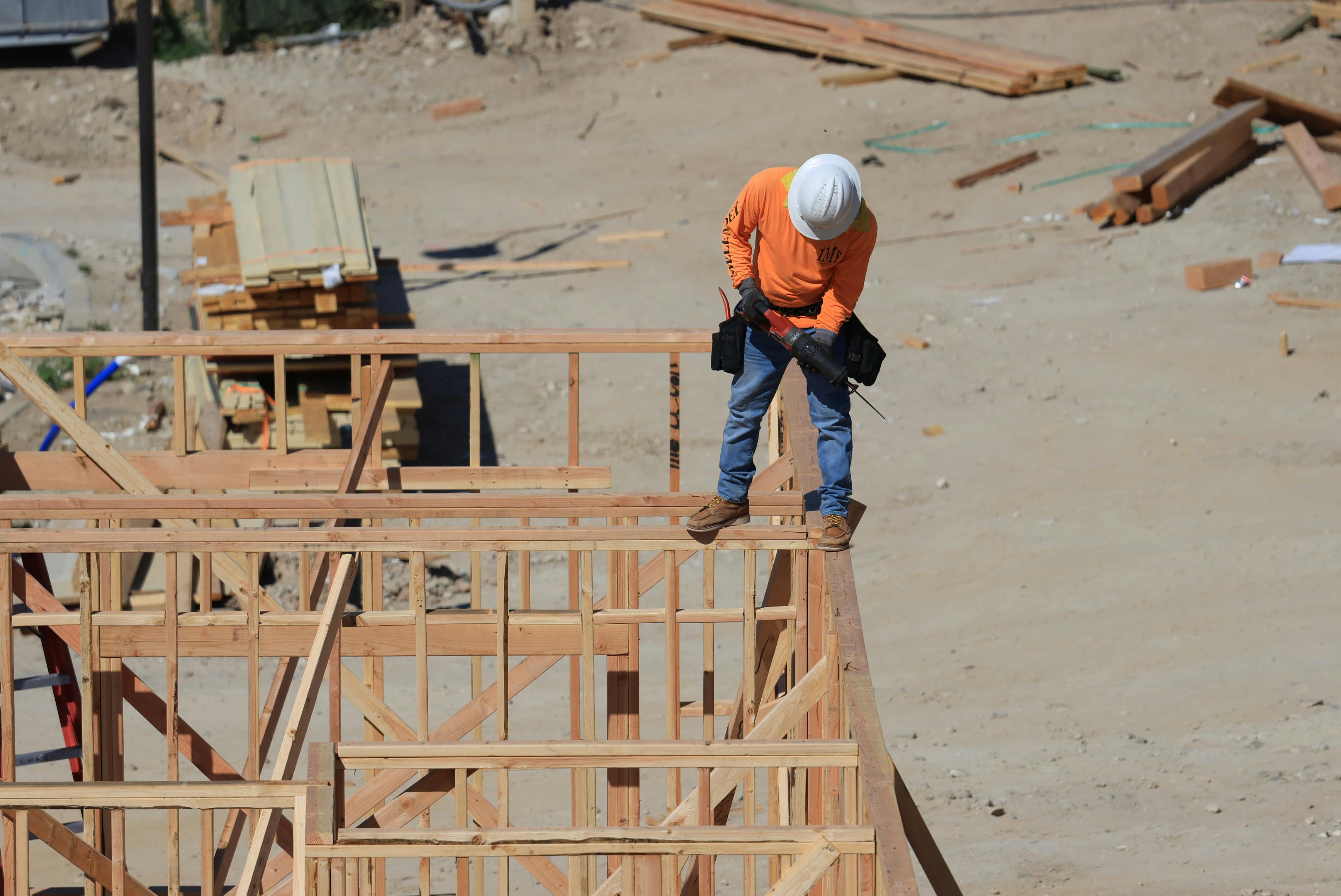 Workers on an active job site